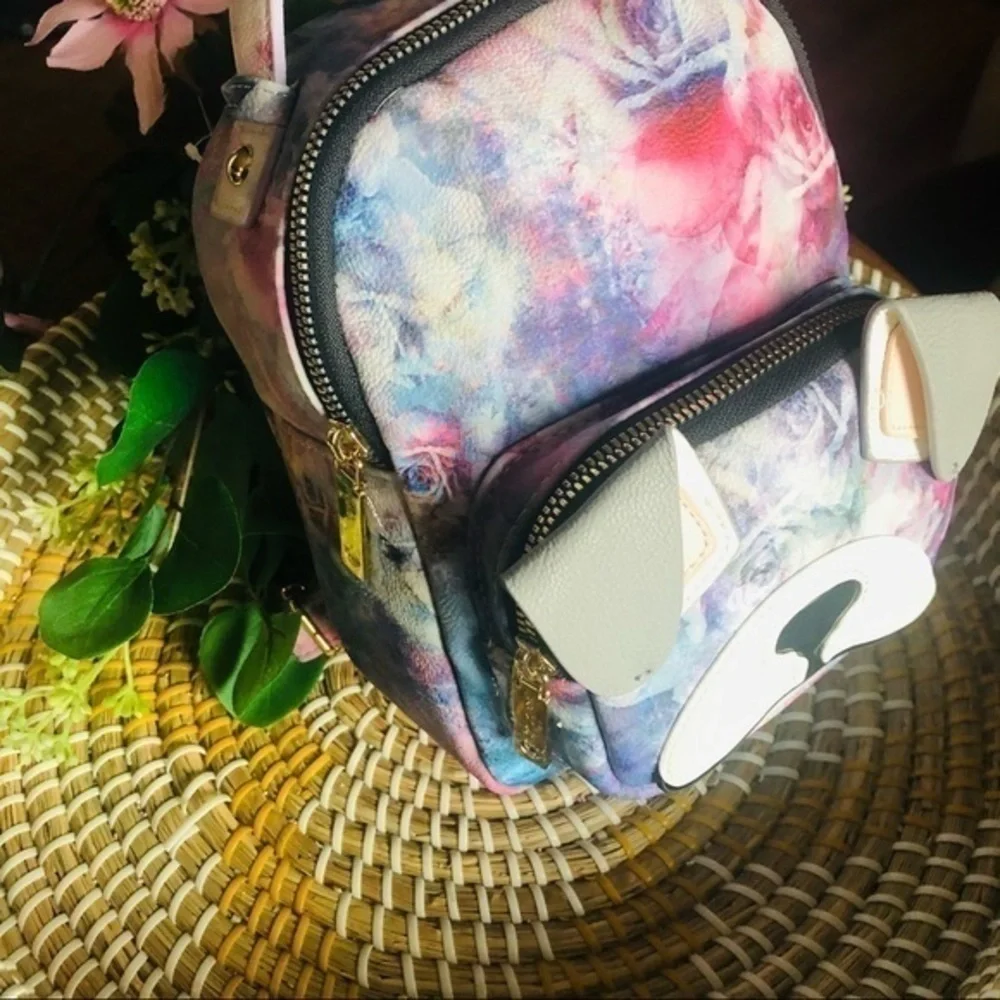 Betsey Johnson Puppy Dog Mini Backpack Floral Print Cute Designer Bag NWT